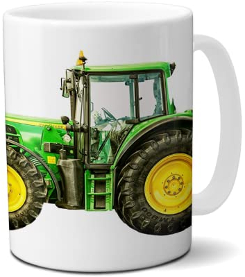 Kilala, Keramik, Traktortasse personalisierbar, Namenstasse mit Traktor Fotodruck, Trecker Tasse inkl. Geschenkverpackung, Weiß