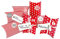 Frau WUNDERVoll® DIY Adventskalender zum Befüllen Christkind: Set 175, Kissenschachteln 15x11x4,5cm rot Sterne und Streifen, Ziffern rosa-rot