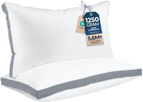 Utopia Sängkuddar för sömn, king size, set om 2, svalkande, hotellkvalitet, kilkudde för rygg, mage eller sidosovare, grå