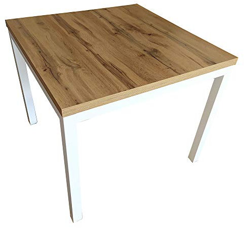 LIBEROSHOPPING.eu - LA TUA CASA IN UN CLIK Mesa Comedor Moderno Cocina Sala Extensible 90x90 Libro Patas Metal Blanco Roble Top
