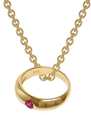 trendor Anhänger Taufring Gold 333 mit Rubin an goldplattierter Kette 39460-40 40 cm