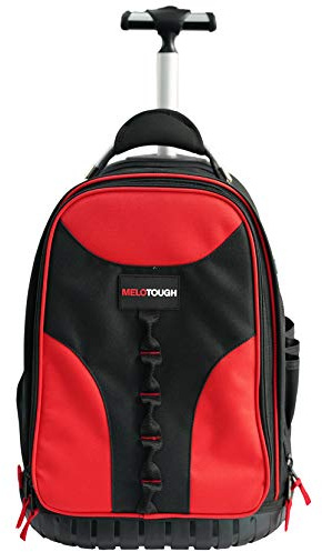 MELOTOUGH Wheeled Rolling Tool Backpack Heavy Duty Red