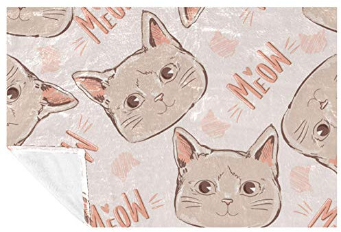 Bedruckt (150 x 100 cm) Warme Weiche Decken Katzen Meow Waschbar für Zuhause Couch Sofa Stuhl Bett Auto Leichte Überwurfdecke