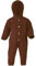 Engel Overall mit Kapuze, 100% Schurwolle Fleece, Natur, Gr. 50/56-86/92, 4 Farben (86-92, Zimt Melange)