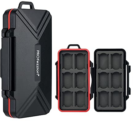 PROfezzion Wasserdicht Speicherkarten Schutzbox Tragetasche,SD Karten Tasche Hülle für 12 SD Karten + 12 CFexpress Type A Karten