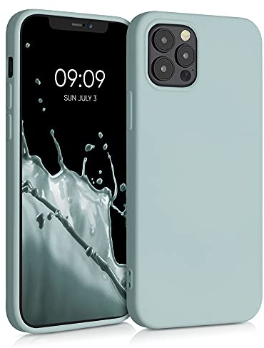 kwmobile Hülle kompatibel mit Apple iPhone 12 / iPhone 12 Pro Hülle - gummierte TPU Silikon Handyhülle - Schutzhülle für kabelloses Laden - Case in Cool Mint