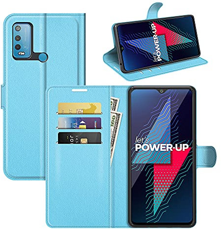 Fertuo Coque pour Wiko Power U30, Antichoc Portefeuille Étui Housse en Cuir à Rabat Flip Cover Case avec Silicone Bumper, Porte Carte, Béquille, Boucle Magnétique pour Wiko Power U30, Bleu