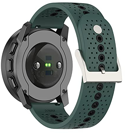 Chofit Armbänder kompatibel mit Suunto 9 Peak Strap, weiches Silikon-Sport-Ersatzarmband 22 mm Band mit bunten Löchern, Uhrenzubehör für Suunto 9 Peak Smart Watch (grün)