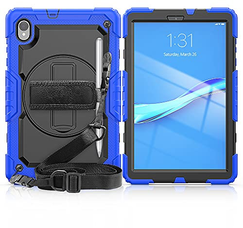 Funda de TPU resistente a los golpes para Lenovo Tab M10 HD (2ª generación) de 10.1 pulgadas 2020 TB-306X/X306F, funda protectora con protector de pantalla, soporte giratorio, asa y correa para el