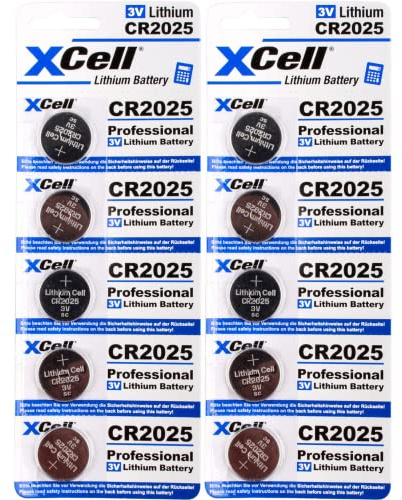 10er Set CR2025 Lithium-Knopfzelle 3V / 170mAh (2x5er Pack) Lithium Hochleistungs- Batterie Für Professionelle Anwendungen - Langlebig - Wartungsfrei