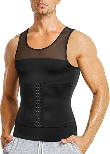 KUMAYES Camisetas Interiores para Hombre Faja Reductora Compresión Camiseta Adelgazar Moldeador Shaper Compresión Chaleco (XL, Negro)