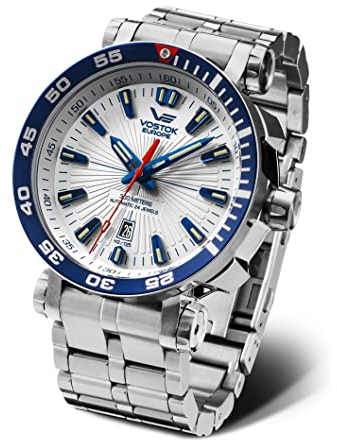 Vostok Europe Herren-Taucheruhr Automatik Energia Rocket Stahl/Blau NH35A-575A650-B