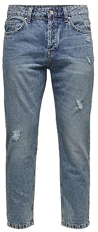 Only & Sons Herren Jeans Onsavi Beam Tap Crop Blue Pk 2839 Noos