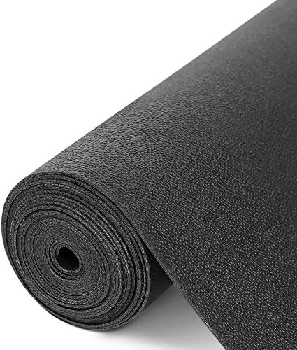 WochiTV Shelf Liner for Cabinets, Drawer Non Adhesive Non Slip Foam Mat for Kitchen, Pantry, Bathroom, Cupboard, Garage, Closet, Shelves, Drawer, Tool Box, Black 17.5 x 354 inches