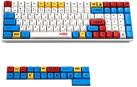 YMDK PBT Keycaps ZDA Similar to XDA Japanese Keycap Dye Sub for MX Keyboard 104 87 GK61 96 84 GK64 68 Key caps (123 Gundam)