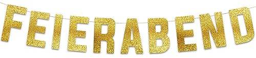 Glitzerbanner Feierabend, Partyzubehör zum Ruhestand, Wanddeko zur Rente