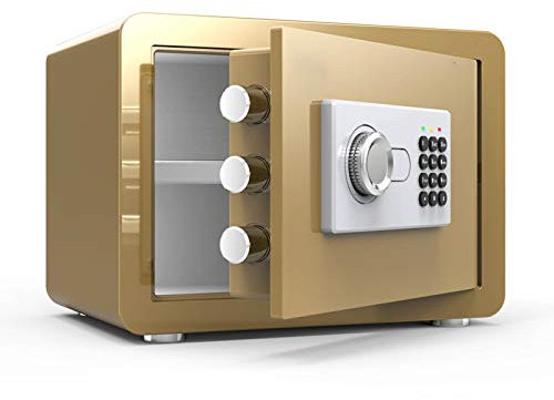 NAMSAR High Security Home Safe Digital Pin Code Access Laser Cut Door Lockdown Function Safe Box Wall/Floor Mounting Bolts (Color : Gold)