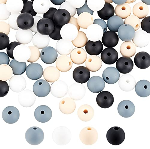 DICOSMETIC 80 pièces 4 couleurs Perles Rondes Silicones Perles en Silicone Silicones Perles Intercalaire perles en caoutchouc Silicones Perles Espacement pour bracelets Fabrication de Bijoux