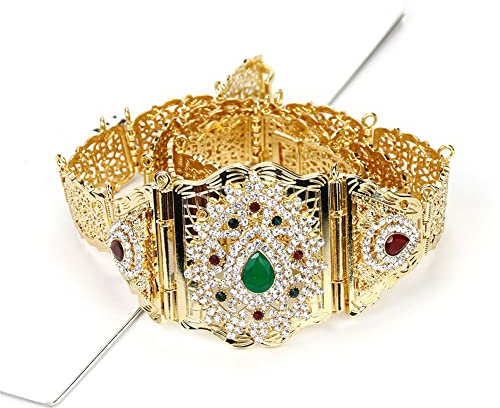 Marokkanischer Gürtel Für Frauen Gold Silber Farbe Strass Taille Kette Einstellbare Braut Kaftan Gürtel