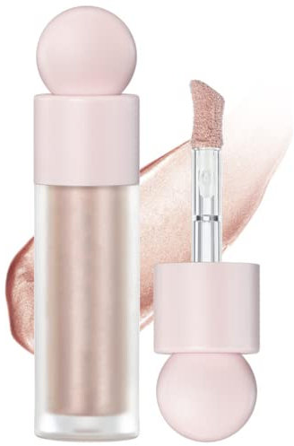 Liquid Highlighter - Highlighter Makeup Stick with Cushion Applicator, Long Lasting Smooth Liquid Contour Shimmer Highlighter Liquid for Face Body Glitter Glow Cosmetic (Rose Gold)