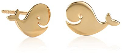 namana vergoldete Wal-Ohrstecker für Damen und Teenager-Mädchen aus 925 Sterling Silber, niedliche tierförmige kleine goldene Ohrstecker für Kinder in einem Wal-Design, Tierschmuck für Frauen