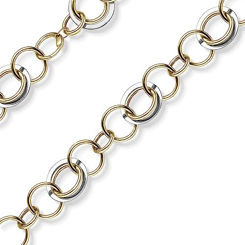 Schmuck Krone 20mm Ringkette Phantasie-Kette Halskette aus 585 Gold Gelbgold Weißgold 50cm