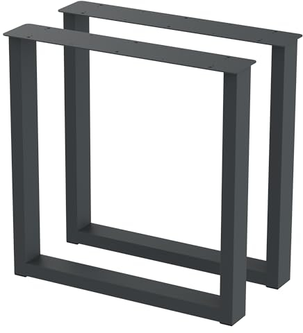 BK Styl 2 Stück Tischbeine aus Metall U-Form | Tischgestell aus 80x40mm Profilen | Tischkufen Tischfüße Möbelbeine für Schreibtische & Esstische (715x720mm Anthracit)