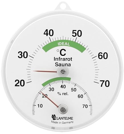 Lantelme Termómetro higrómetro para sauna de infrarrojos, termómetro higrómetro, medidor climático, sauna por infrarrojos