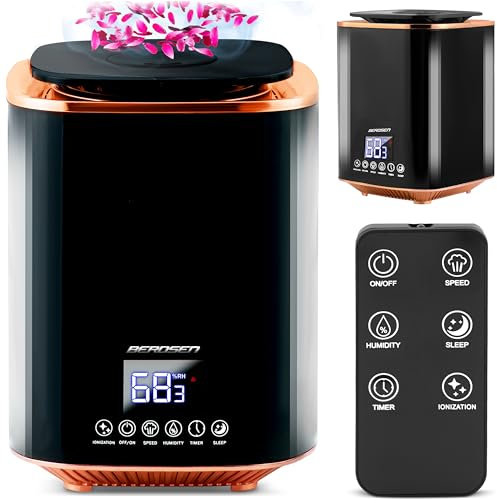 Berdsen - Ultraschall-Luftbefeuchter - mit Ionisator und Aroma-Diffuser - LED-Bedienpanel - Automatische Abschaltung, Kalter Nebel - Wassertank 2,6 L - Leise - für Schlaf- & Kinderzimmer - Schwarz