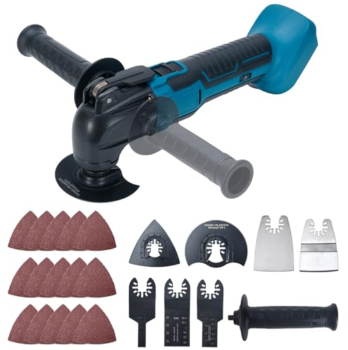 Utensile Multifunzione 170W, 6 velocità, Attrezzo Multifunzione Compatibile con Makita Batteria 18V, 6000~20000 Giri/min, 23 Accessori, per Taglio Segatura Fresatura Rettifica (SENZA Batteria)