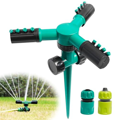 Gartensprenger, Rasensprenger 360°Garten Sprinkler 3-Arm Rotierendes Gartenbewässerung Sprenger Garten Verstellbarer Sprinklerkopf Wasser Sprenger für Rasen, Pflanzen, Garten,Blumen, Gemüse