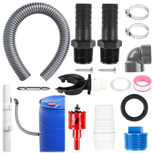 Colector de agua de lluvia, colector de agua de lluvia para tubo de bajada de 70 – 110 mm, conector para barril de lluvia, conector con accesorios de montaje