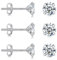 Ecripe 3 Paar 925 Sterling Silber Ohrringe für Frauen, Hypoallergen Cubic Zirkonia Ohrstecker Set, Komfortable Ohrringe Echt Silber Geschenk für Damen (Silber 5mm)