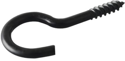 Blackline Schraubhaken gebogen 4.40 x 60mm | Schwarz | 10 Stück Haken zum Schrauben Hakenschraube