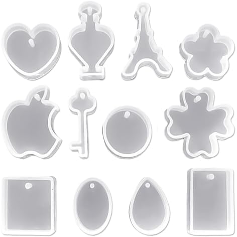 ZBHDEYG 12-Teiliges Gussformen-Set, Epoxidharz-Form, Blumen-Tropfenform, Bastelform, DIY-Halskette, Ohrring-Formwerkzeug, Harz-Silikonform-Anhänger