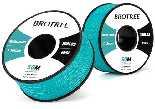 Brotree Micro Cord 1,18 mm 50M Spule Paracord Schnur Polyester Seil für Armband, Handwerk und DIY - 45kg Bruchlast (Türkis)