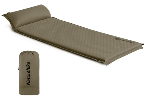 Naturehike Isomatte Selbstaufblasend mit Kopfkissen, Kombinierbare Doppel-Isomatte Ultraleichte Komfort Camping Matratze für Outdoor, Camping, Reisen - 6 cm Hoch (Army Green)