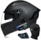 BYGMWEP Bluetooth Modular Motorbike Helmet, Full Face Flip Up Motorcycle Double Visor Helmet, DOT/ECE Approved, with Dual Speaker and Microphone, for Adults Men Women M~XXL