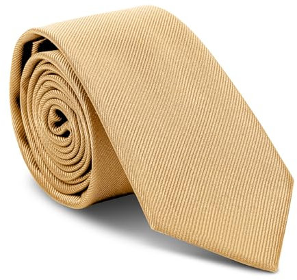 URAQT Cravate Homme, Cravate pour hommes faite à la main, 6CM Étroit Slim Plusieurs Couleurs Disponibles, Cravate Unie pour Mariage Cravate d'Affaires Formelle, Champagne