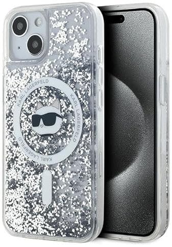 CG MOBILE Karl Lagerfeld KLHMP13MLGCHSGH Hülle für iPhone 13 6.1 hardcase transparent Liquid Glitter Choupette Head