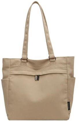 PASHFSA Shopper Einkaufstasche, Hobo-Tasche, großes Fassungsvermögen, Handtasche, Schultertasche, einfarbig, trendige Taschen, Schultasche für Mädchen und Frauen, Beige Grau