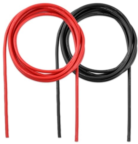 10 AWG Silicone Wire 5.3mm², 10 Gauge Battery Cable 1050 Core Strands Tinned Copper High Temperature Wire Battery Electrical Cable Flexible for RC Drone, Aircraft, Trucks, Auto - 2.5m Black + 2.5m Red
