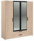 Armoire - Panneau de particules - Décor chene et noir - 4 portes centrales - Essentiel - Chambre - 120.3x185x51.7 cm