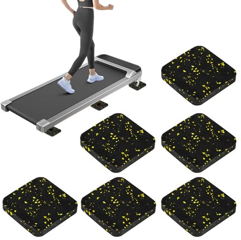 6 Pcs Walking Pad Mat with High Density Rubber for Protect Floors, Noise Reduction, Prefect for Portable Walking Pad Treadmill for Home, Non Slip, Anti Vibration