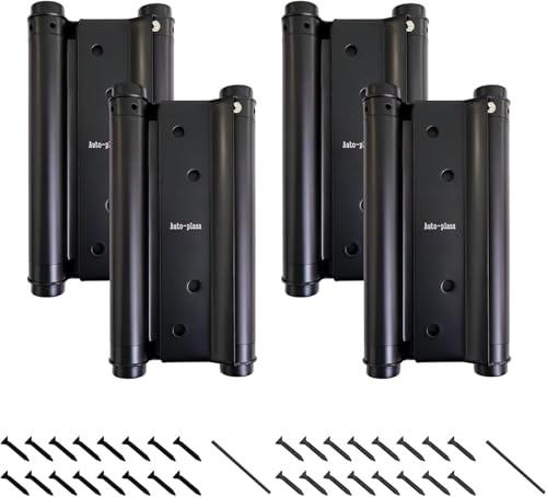 Zwei Paar 15,2 cm Café Saloon Türscharniere Doppelhubfederscharnier Edelstahl selbstschließend 150 mm (schwarz)