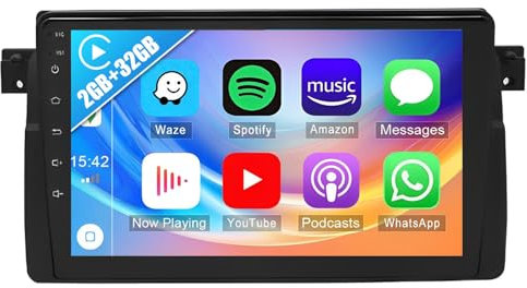 2G+32G Android 13 Radio Coche para BMW 3er E46 1999-2005 con CarPlay Android Auto,Pantalla Táctil de 9 Pulgadas con GPS Bluetooth Mirrorlink WiFi FM/RDS USB+Cámara Trasera
