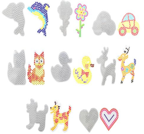 SGERUFZ Juego de 8 placas de cuentas para planchar, plantillas de 5 mm, cuentas para manualidades, plantillas de tablero perforado (5mm) hama beads, perler beads