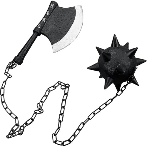 Next Level Cosplay Prop Replica Demon Slayer Gyomei Himejima Nichirin Chained Spiked Flail and Axe PU Foam 210cm