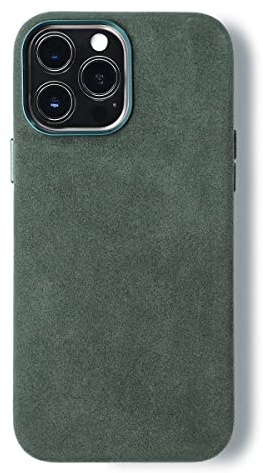 ALTRAALMA Alcantara Hülle kompatibel mit iPhone 14 Pro, Kompatibel mit Mag-Safe Wireless Charging, für Alcantara Full-Wrap Handytasche (für iPhone 14 Pro, Waldgrünu)