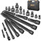 Mr.wintek 21 Piece 1/4 & 3/8 & 1/2 Drive Tool Accessory Set, Includes Socket Adapters, Extension Bars, Swivel Universal Joints, Impact Bit Holders and 1/4 Hex Shank